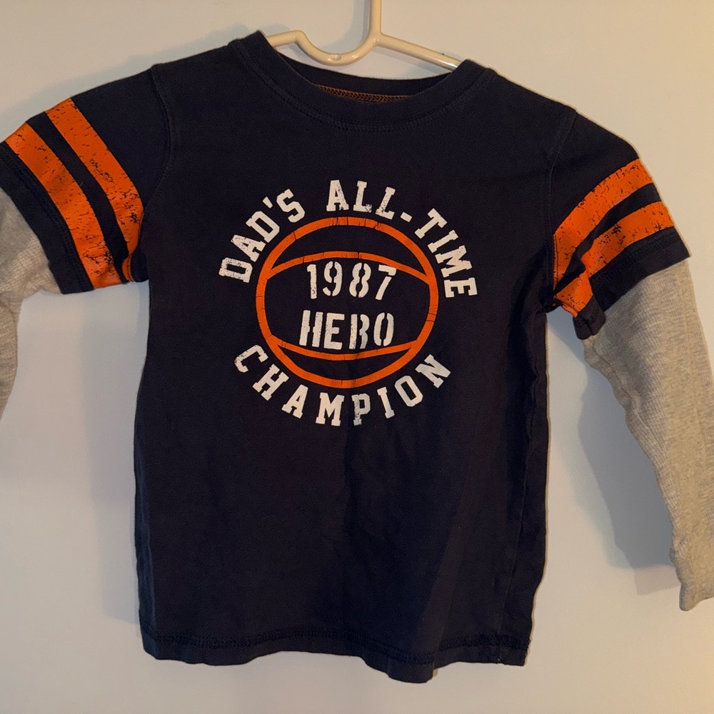 Carter's Navy and Orange Champion Long Sleeve Tee